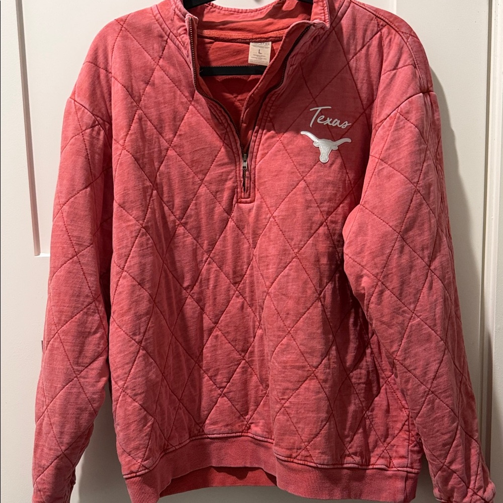 GAMEDAY COUTURE Texas Longhorns Red Quilted Texas 1/4 zip Pullover 100% cotton
